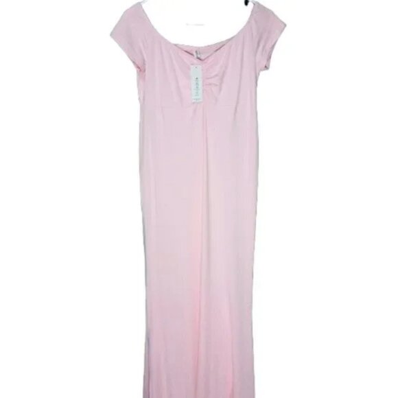 BLUSH PINK OFF SHOULDER GOWN - Picture 1 of 6